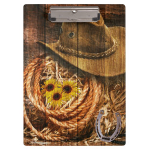 Carpeta De Pinza Sombrero de vaquero de caballo lazo girasol rústic