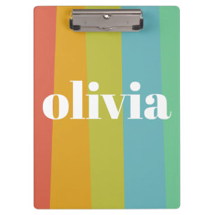 Carpeta De Pinza Sorbet Color arcoiris Nombre personalizado Verano