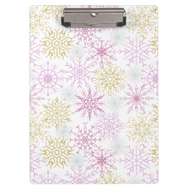 Carpeta De Pinza Sparkling Pink Snowflakes (Anverso)