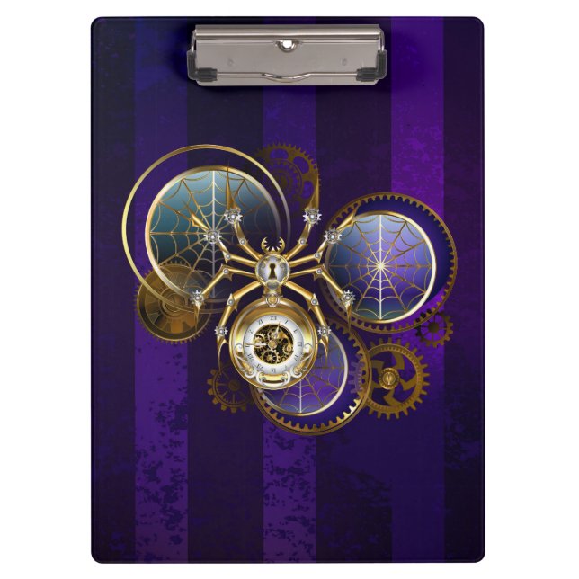 Carpeta De Pinza Spider Steampunk sobre fondo morado (Anverso)