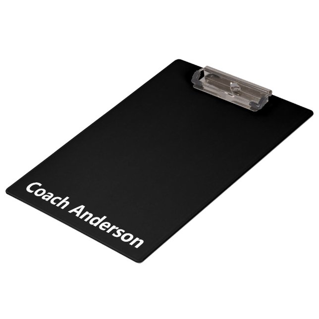 Carpeta De Pinza Sports Team Coach's Name Black and White  (Angular)