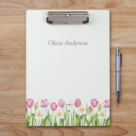Carpeta De Pinza Spring Tulips & Daffodils Floral Clipboard