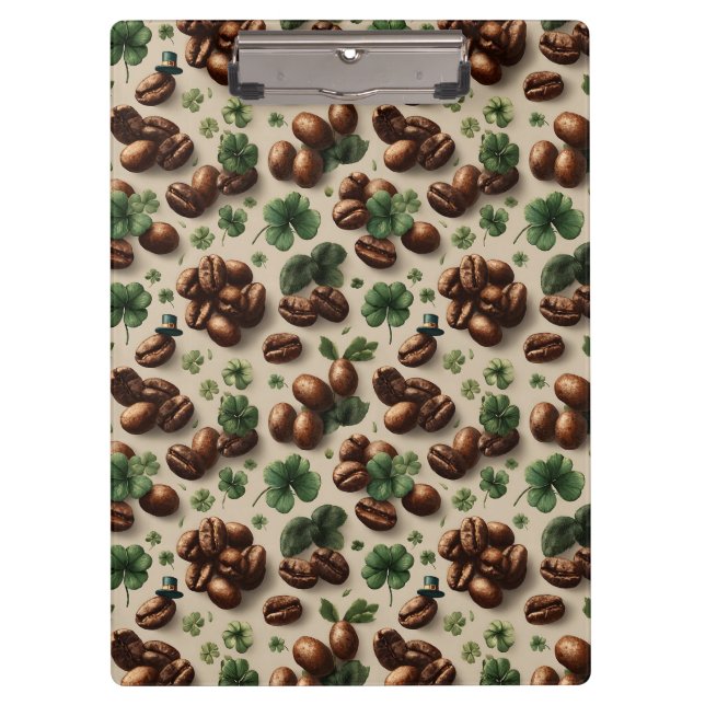 Carpeta De Pinza St. Patrick’s Day Coffee & Shamrock Pattern (Anverso)