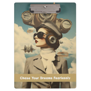 Carpeta De Pinza Steampunk Lady Chase Your Dreams Sin Miedo
