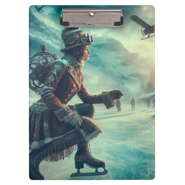 Carpeta De Pinza Steampunk Victorian Fantasy Winter Messenger (Anverso)