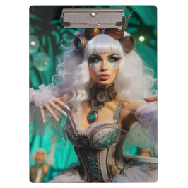 Carpeta De Pinza Steampunk Victorian Futurista Bailarina Verde