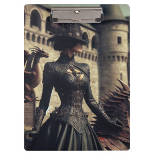 Carpeta De Pinza Steampunk Victorian Industrial Lady Dragon Rider