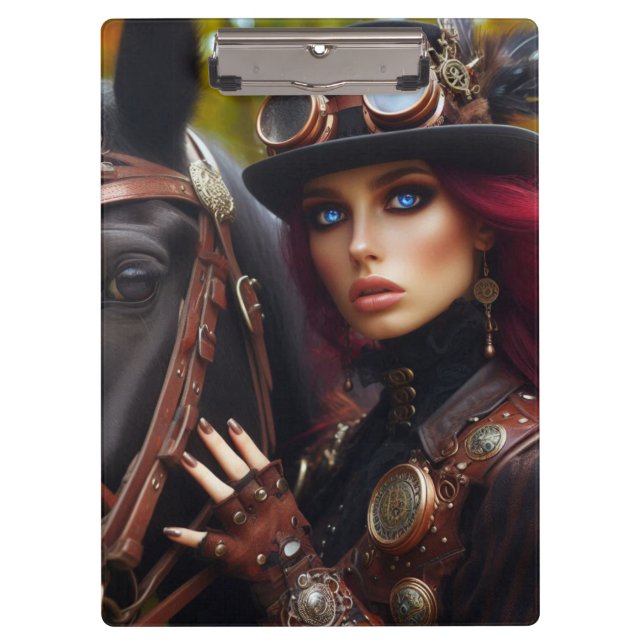 Carpeta De Pinza Steampunk Victorian Lady Dark Rider (Anverso)