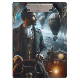 Carpeta De Pinza Steampunk Vintage Victoriano Capitán del Aire Espa