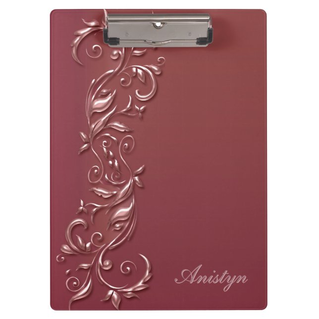 Carpeta De Pinza Stylish Rose Gold Ornate Design (Anverso)