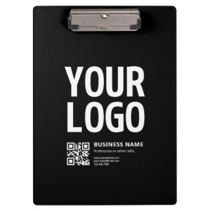 Carpeta De Pinza Su logotipo con código QR editable y texto