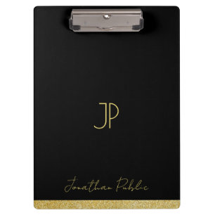 Carpeta De Pinza Su nombre personalizado texto dorado monograma per