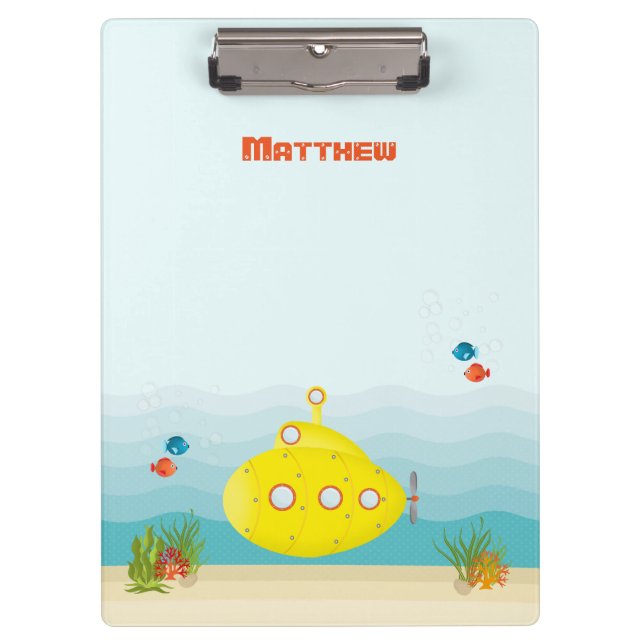 Carpeta De Pinza Submarino Amarillo Mar Profundo (Anverso)