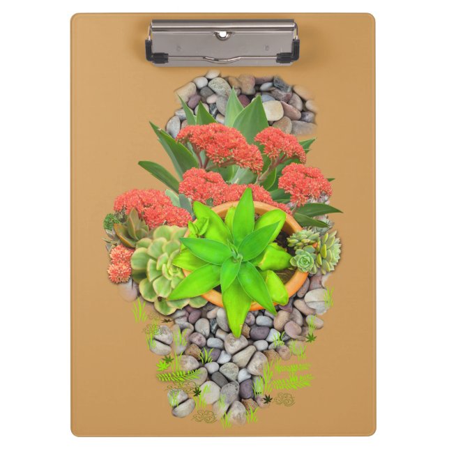 Carpeta De Pinza Suculentos con flores (Anverso)