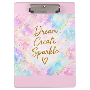 Carpeta De Pinza Sueña Crea Brillo Pastel Acuarela Oro Rosa