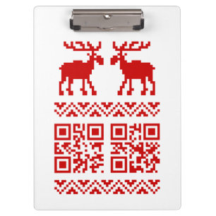Carpeta De Pinza Suéter feo de Navidad Código QR ¡Feliz Año Nuevo !