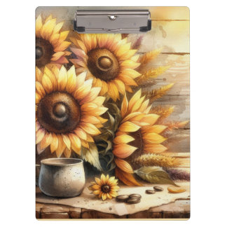 Carpeta De Pinza Sunflowers Watercolor Painting
