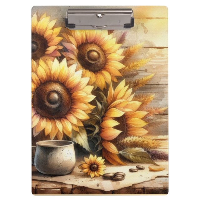 Carpeta De Pinza Sunflowers Watercolor Painting (Anverso)