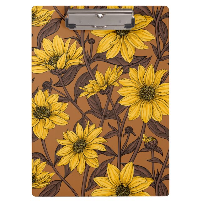 Carpeta De Pinza Sunroot, girasol salvaje en amarillo y marrón (Anverso)