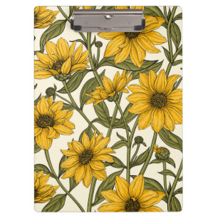 Carpeta De Pinza Sunroot, girasol salvaje en blanco roto