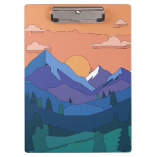 Carpeta De Pinza Sunset de montaña geométrica