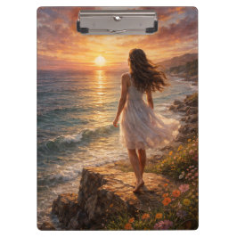 Carpeta De Pinza Sunset Ocean Oil Painting Clipboard