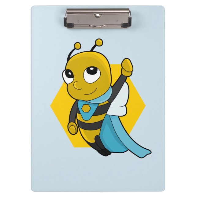 Carpeta De Pinza Superhero bee cartoon clipboard (Anverso)
