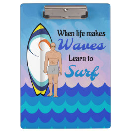 Carpeta De Pinza Surfboard Ocean Waves Blue Motivation Cita