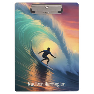 Carpeta De Pinza Surfista de nombre personalizado