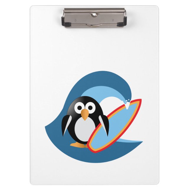 Carpeta De Pinza Surfista de pingüino (Anverso)