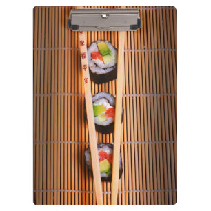 Carpeta De Pinza Sushi y palillos de madera
