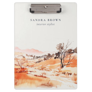 Carpeta De Pinza Sutle Rubor Naranja Acuarela Bosque Montaña