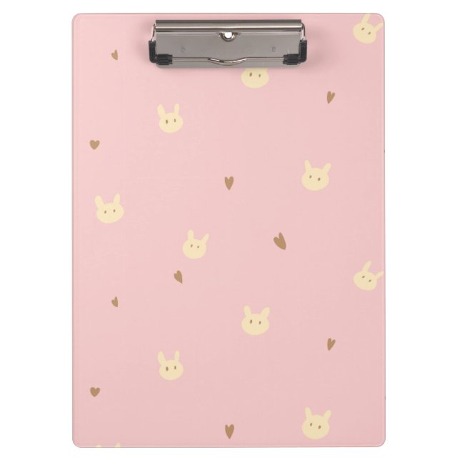 Carpeta De Pinza Sweet Bunny & Hearts Seamless Pattern – Cute Pink  (Anverso)