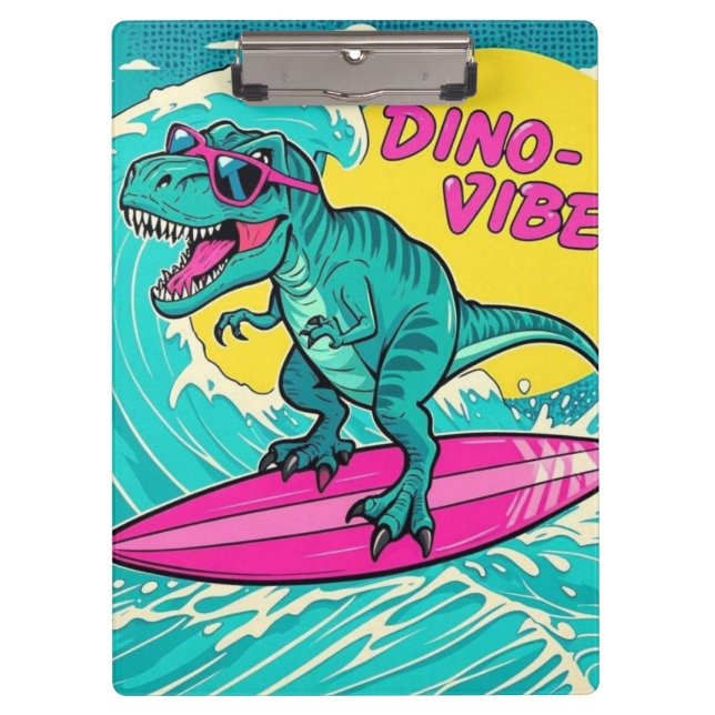Carpeta De Pinza T-Rex llevando gafas de sol y montando un neón ros (Anverso)