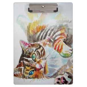 Carpeta De Pinza Tabby tabbies Cute Cat gatos acuarela Bloc de nota