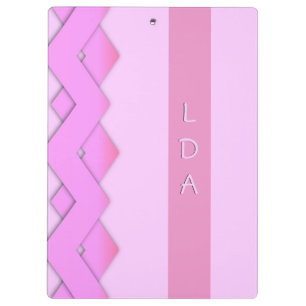 Carpeta De Pinza Tablero de clip rosado del monograma del zigzag