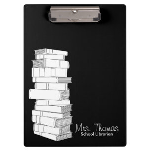 Carpeta De Pinza Tablero del bibliotecario de escuela (negro y