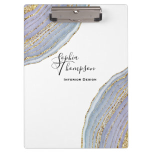 Carpeta De Pinza Tablero elegante moderno de la ágata de Geode de