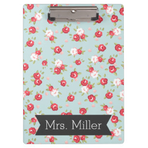 Carpeta De Pinza Tablero floral bonito - personalice