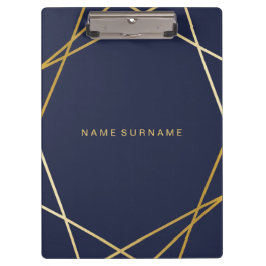 Carpeta De Pinza Tablero geométrico del modelo del oro minimalista