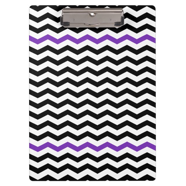 Carpeta De Pinza Tablero negro y púrpura moderno del zigzag de (Anverso)