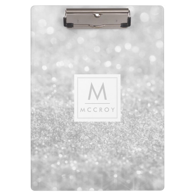 Carpeta De Pinza Tablero - nombre de plata de la inicial del (Anverso)