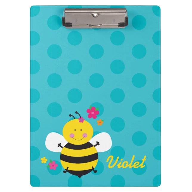 Carpeta De Pinza Tablero personalizado abeja linda (Anverso)