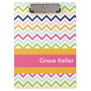 Carpeta De Pinza Tablero personalizado Chevron de las rosas fuertes
