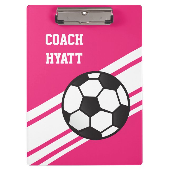Carpeta De Pinza Tablero personalizado coche rosado del fútbol (Anverso)