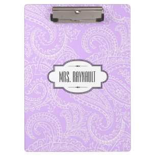 Carpeta De Pinza Tablero personalizado de Paisley de la lila