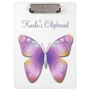 Carpeta De Pinza Tablero púrpura de la mariposa de la fantasía