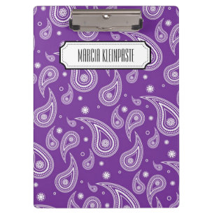 Carpeta De Pinza Tablero púrpura personalizado de Paisley