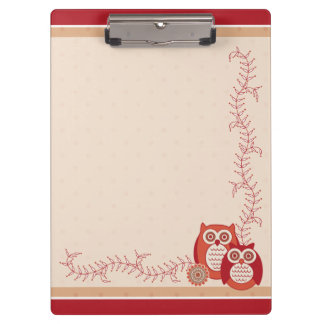Carpeta De Pinza Tablero retro de los búhos