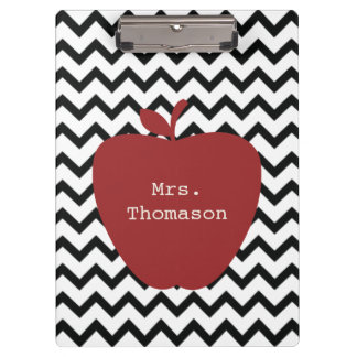 Carpeta De Pinza Tablero rojo negro del profesor de Chevron Apple